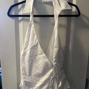 Zara White Halter Top with Tie Detail